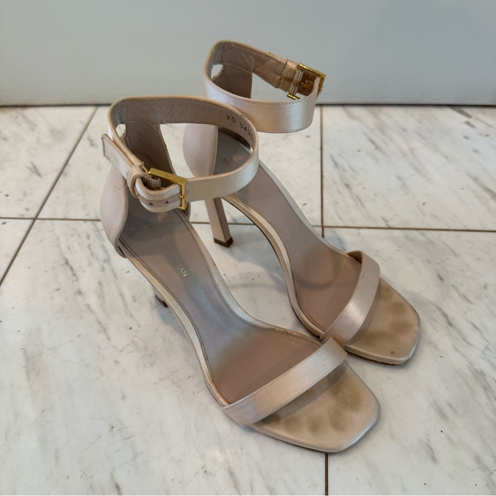 Stuart Weitzman Light Pale Pink Nudist Satin Sandal